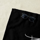 Serviette De Plage Couleur Solide Noir Noir Moderne (En situation)