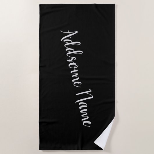 Serviette De Plage Couleur Solide Noir Noir Moderne (Devant)