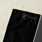 Serviette De Plage Couleur Solide Noir Noir Moderne (En situation)