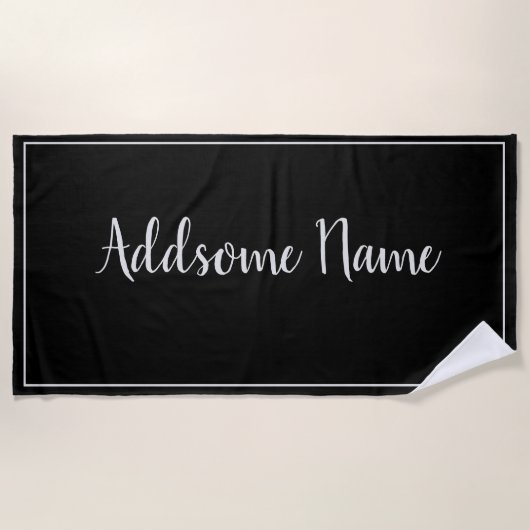 Serviette De Plage Couleur Solide Noir Noir Moderne (Devant)
