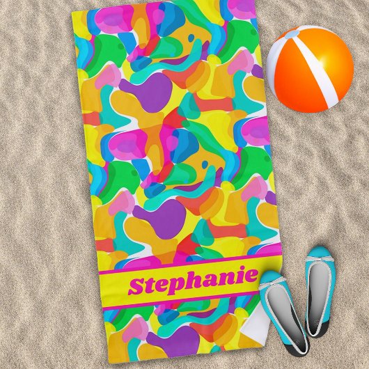 Serviette De Plage Couleurs arrondies lumineuses Motif Abstrait