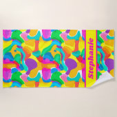 Serviette De Plage Couleurs arrondies lumineuses Motif Abstrait (Devant)