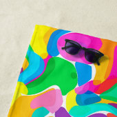 Serviette De Plage Couleurs arrondies lumineuses Motif Abstrait (En situation)