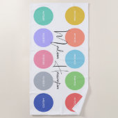 Serviette De Plage Couleurs avec codes hexadécimaux Concepteur de nom (Devant)