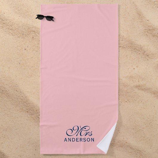 Serviette De Plage Couleurs éditable Personnalisées Élégant Script Mm