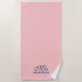 Serviette De Plage Couleurs éditable Personnalisées Élégant Script Mm (Devant)