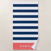 Serviette De Plage Couleurs modifiables avec bandes blanches Ajouter (Devant)