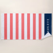 Serviette De Plage Couleurs modifiables avec bandes blanches Ajouter  (Devant)