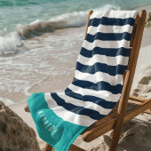 Serviette De Plage Couleurs modifiables avec bandes blanches Ajouter