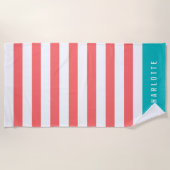 Serviette De Plage Couleurs modifiables avec bandes blanches Ajouter (Devant)