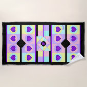Serviette De Plage Couleurs pastel & coeurs violets battre (Devant)