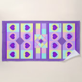 Serviette De Plage Couleurs pastel & coeurs violets battre (Devant)