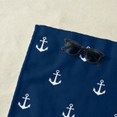 Serviette De Plage Couleurs personnalisées Ajouter un nom Ancre nauti (En situation)