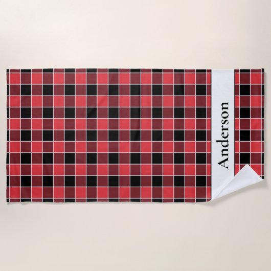 Serviette De Plage Couleurs personnalisées du Motif Buffalo Check mod (Devant)