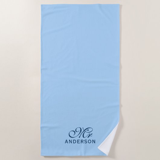Serviette De Plage Couleurs personnalisées modifiables Élégant Script (Devant)