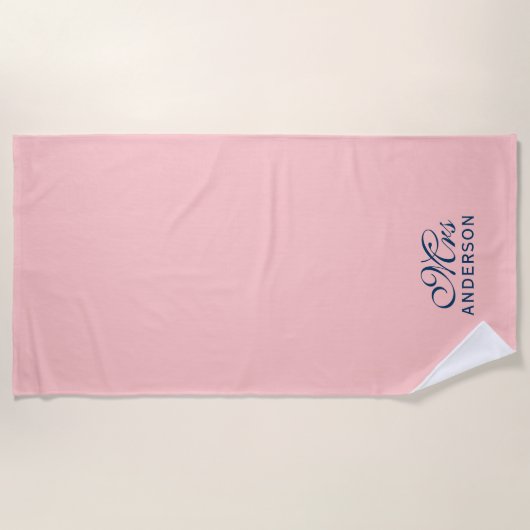 Serviette De Plage Couleurs personnalisées modifiables Élégant Script (Devant)