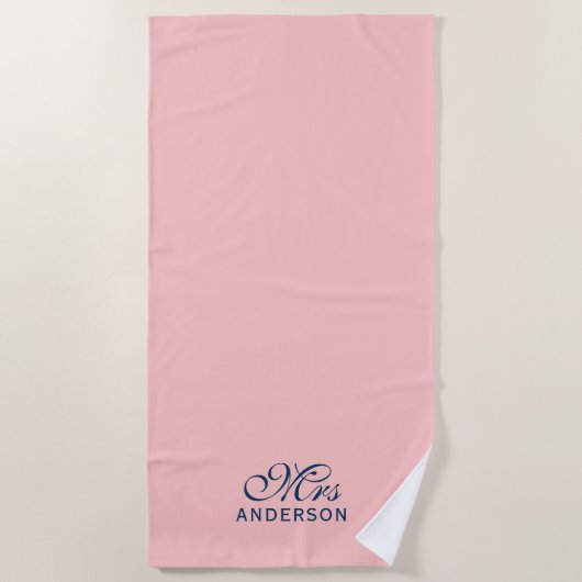 Serviette De Plage Couleurs personnalisées modifiables Élégant Script (Devant)