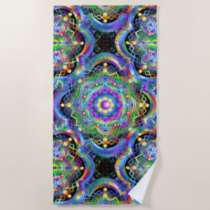 Serviette De Plage Couleurs psychédéliques Universe Mandala