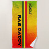 Serviette De Plage Couleurs Rasta Tropicales sur Grunge avec NOM en N (Devant)