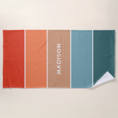 Serviette De Plage Couleurs Terreuses Modernes Bloc de Couleurs Nom P (Devant)