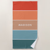 Serviette De Plage Couleurs Terreuses Modernes Bloc de Couleurs Nom P (Devant)