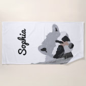 Serviette De Plage Coup de tête raccoon personnalisé (Devant)