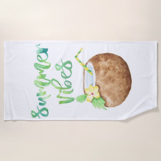Serviette De Plage Coupe d'été Vibes de coco (Devant)