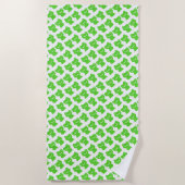 Serviette De Plage Couper Le Motif Des Grenouilles Vertes Et Blanches