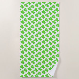 Serviette De Plage Couper Le Motif Des Grenouilles Vertes Et Blanches