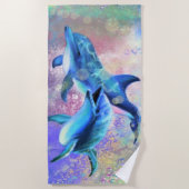 Serviette De Plage Couple dauphin - Heureux - Beau - (Devant)