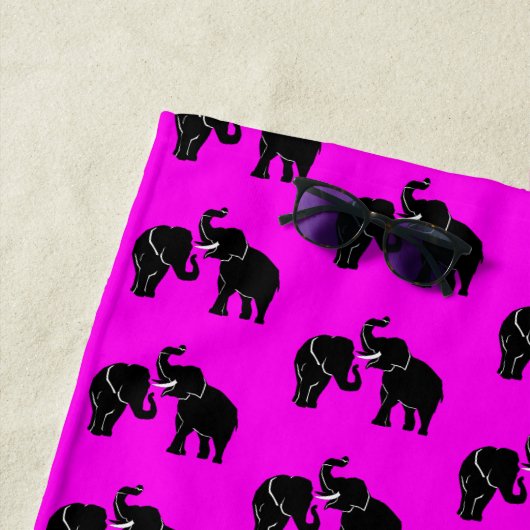 Serviette de plage Couple Elephant - Couleurs Pers (En situation)
