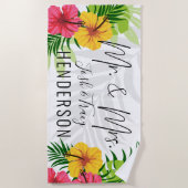 Serviette De Plage Couples Mariage personnalisé, Cadeau Anniversaire (Devant)