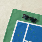 Serviette De Plage Cour de Tennis Bleu et Vert Style déstressé (En situation)