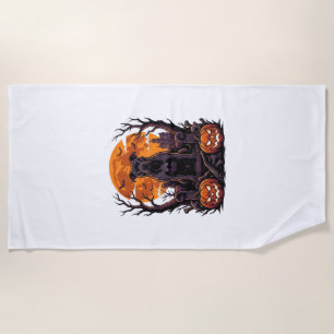 Serviette De Plage Couronne de citrouilles de Pitbull noir Halloween