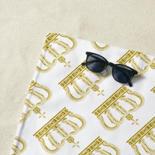 Serviette De Plage Couronne d'or - luxe royal (En situation)