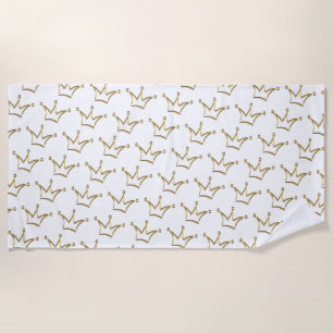 Serviette De Plage Couronne dorée drôle - luxe royal 1