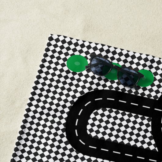 Serviette De Plage Course Piste Enfants Playmat Voitures Camions Nom  (En situation)