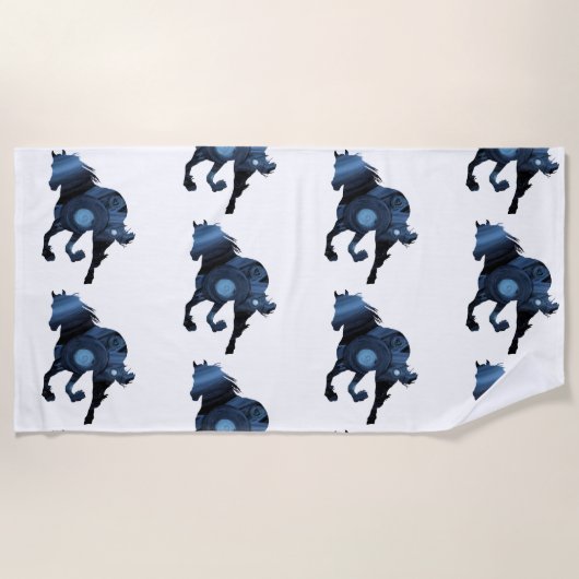 Serviette De Plage Coussin décoratif Blue Horse Art (Devant)