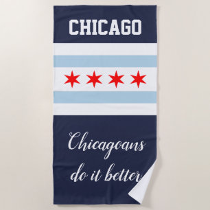 Serviette De Plage Coutume de drapeau de ville de Chicago drôle