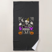 Serviette De Plage Couture de squelette d'Halloween Citrouille fantôm (Devant)
