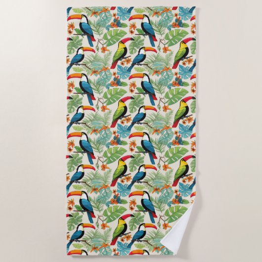 Serviette De Plage Couvert de Toucan Tropical (Devant)