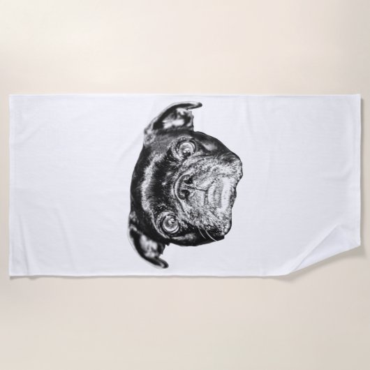 Serviette De Plage Couverture de natation pour Pug d'hiver (Devant)