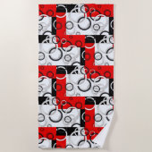 Serviette De Plage Couverture Sherpa Cercles Rouge Noir (Devant)