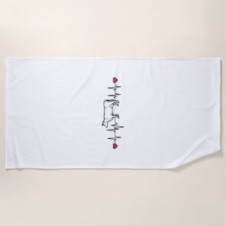 Serviette De Plage Cow Heartbeat Engraving Style Farm Animal Shirt De