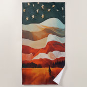 Serviette De Plage Cowboy à cheval vers les États-Unis Drapeau étoile (Devant)