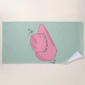 Serviette De Plage Cowboy Casquette Preppy Rose Et Vert (Devant)