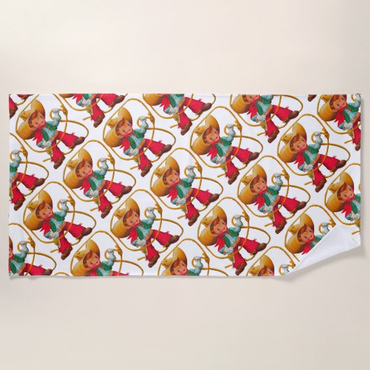 Serviette De Plage Cowboy Retro Boy Child Cute Western (Devant)