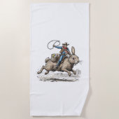 Serviette De Plage Cowboy Riding Easter Bunny Western Howdy Easter Fu (Devant)