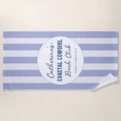 Serviette De Plage Cowgirl Côtière Club Bach Bleu Blanc Rayure (Devant)