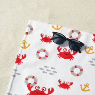 Serviette De Plage Crabe avec bouée de sauvetage